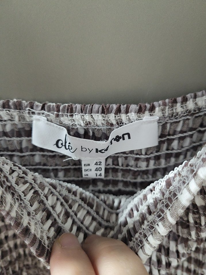 Gri Ekose Desenli Pilili Midi Kumaş Elbise - Görsel 3