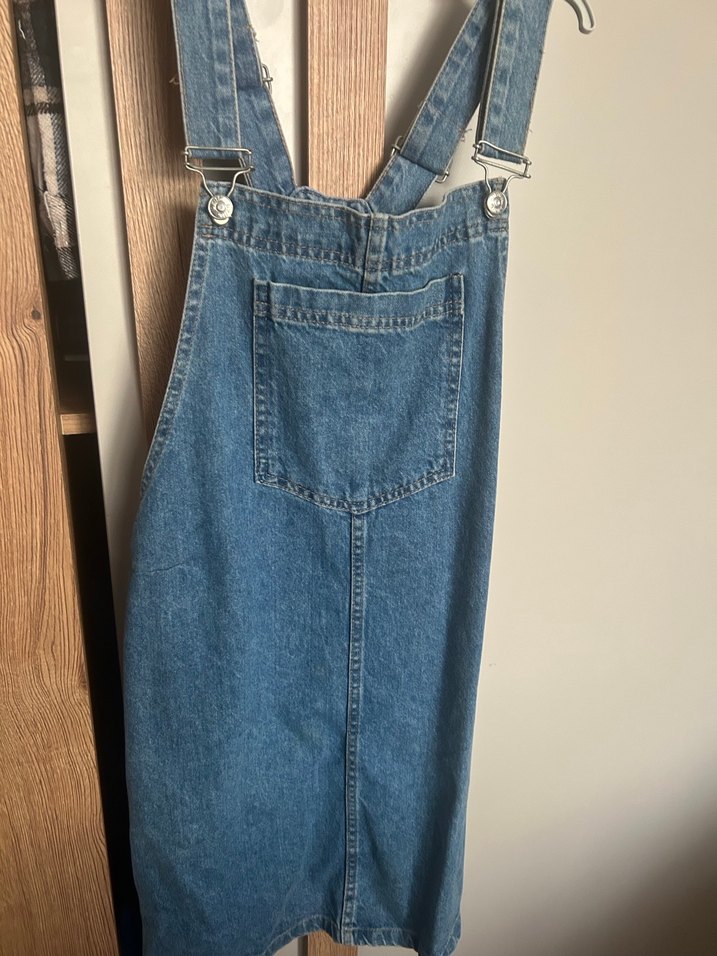 Mavi Denim Midi Askılı Tulum - Görsel 2