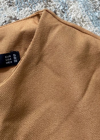 Bej Midi Piliseli Kısa Kollu Elbise - Görsel 3