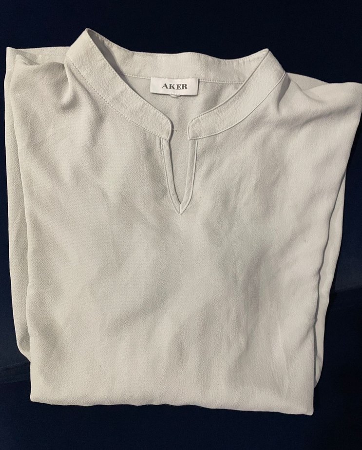 Gri V Yakalı Uzun Kollu Bluz - Görsel 2