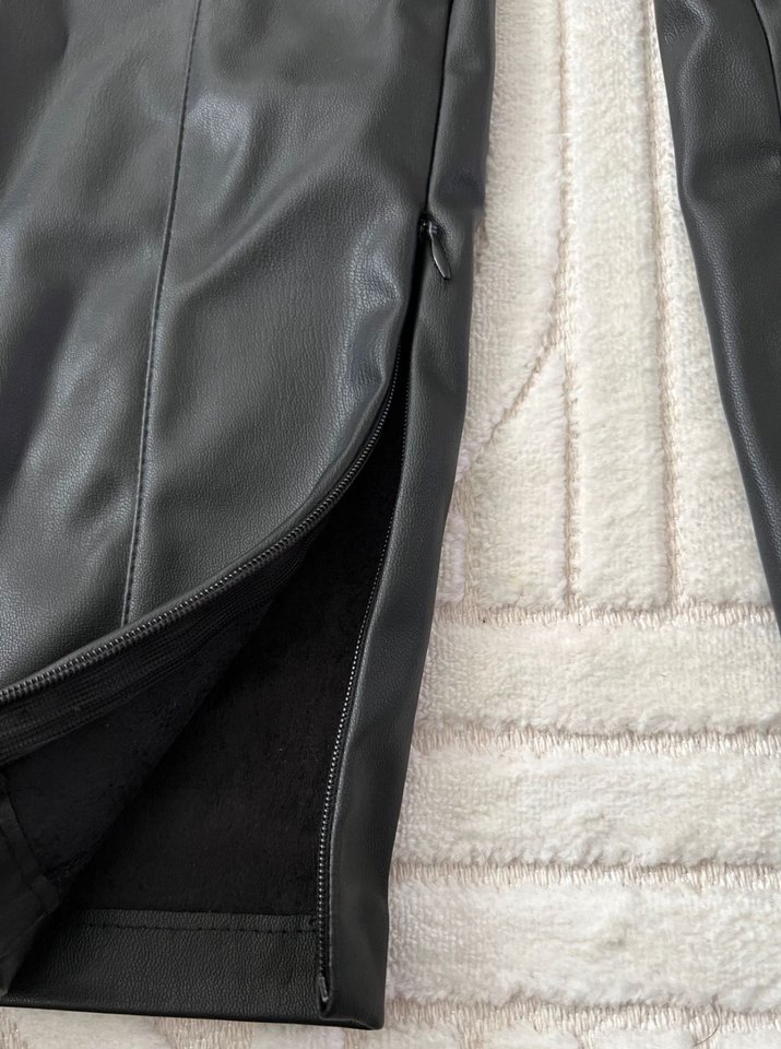 Deri Siyah Kadın Pantolon Midi Boy - Görsel 3