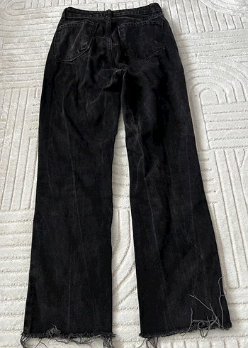 Siyah Bol Kesim Uzun Kadın Kot Pantolon - Görsel 2