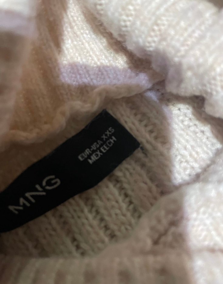 Pudra Yüksek Yakalı Örgü Triko Kazak - Görsel 4