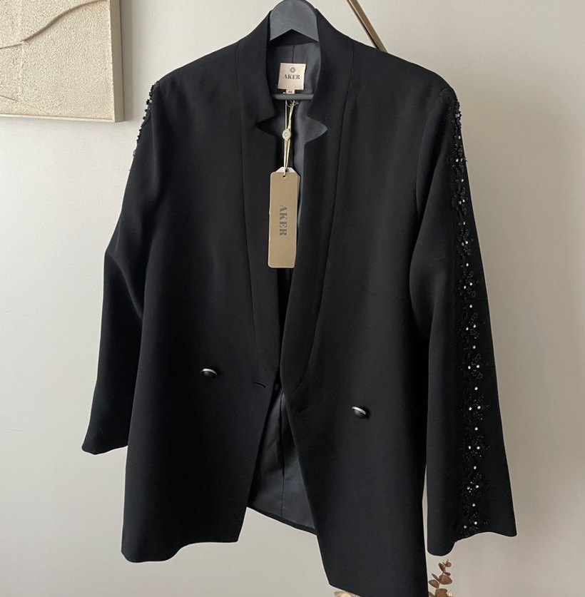 Düğmeli Siyah Kadın Blazer Ceket - Görsel 2