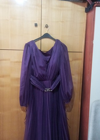 Uzun Mor Bohem Tarzı V Yakalı Elbise - Görsel 2