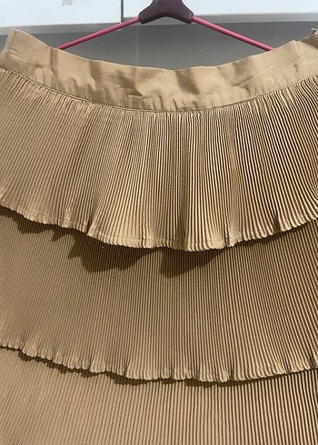 Bej Pilili Mini Etek - Görsel 2