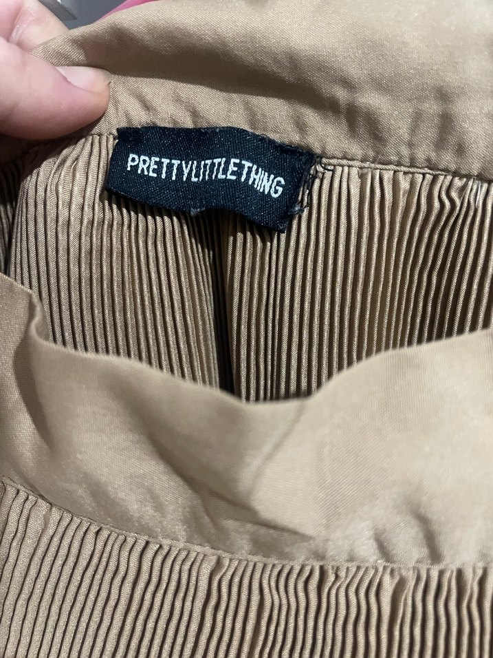 Bej Pilili Mini Etek - Görsel 3