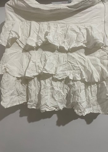 Beyaz Fırfırlı Mini Etek - Görsel 3