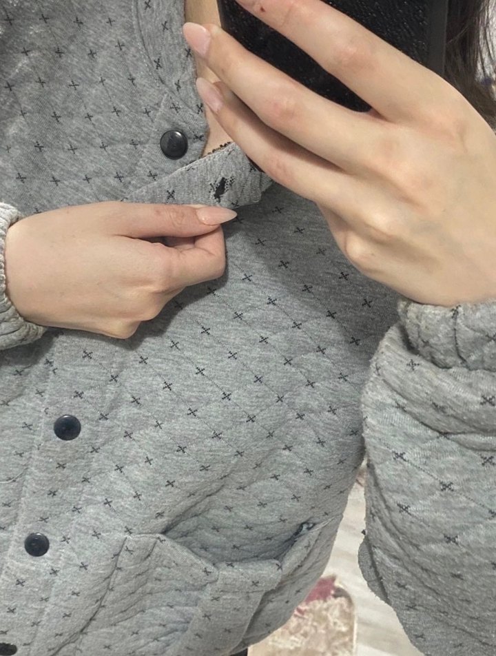 Gri Düğmeli Kadın Kışlık Midi Mont - Görsel 3