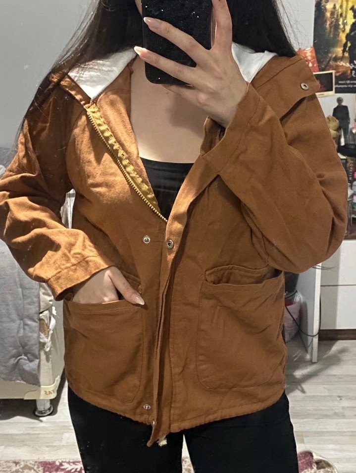 Düğmeli Kahverengi Süet Kadın Ceket - Görsel 2