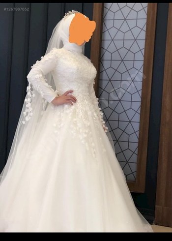 Uzun Kollu Straplez Prenses Gelinlik - Görsel 2