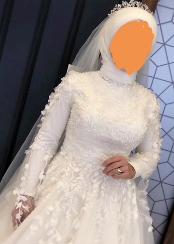 Uzun Kollu Straplez Prenses Gelinlik - Görsel 3