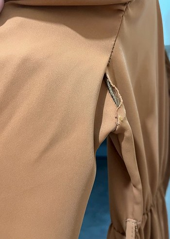 V Yaka Kahverengi Elbise - Görsel 3