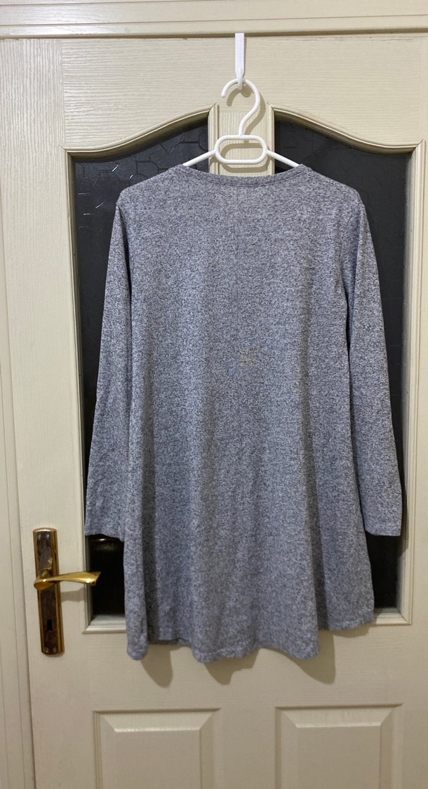 Gri Kadın Uzun Kollu Triko Tunik - Görsel 2