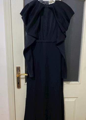 Uzun Siyah manuka marka siyah dırapeli kadın elbise - Görsel 2