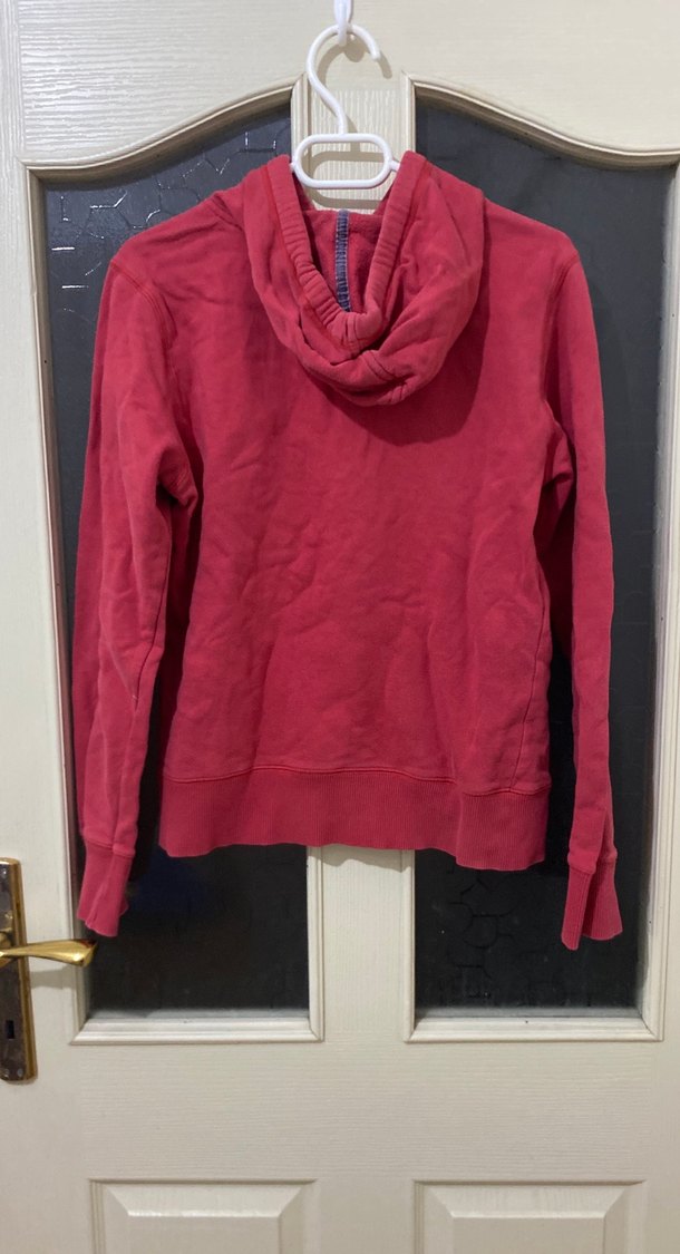 Kırmızı Kapüşonlu Fermuarlı Sweatshirt - Görsel 3