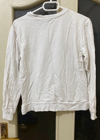 Beyaz Baskılı Uzun Kollu Kadın Sweatshirt - Görsel 2