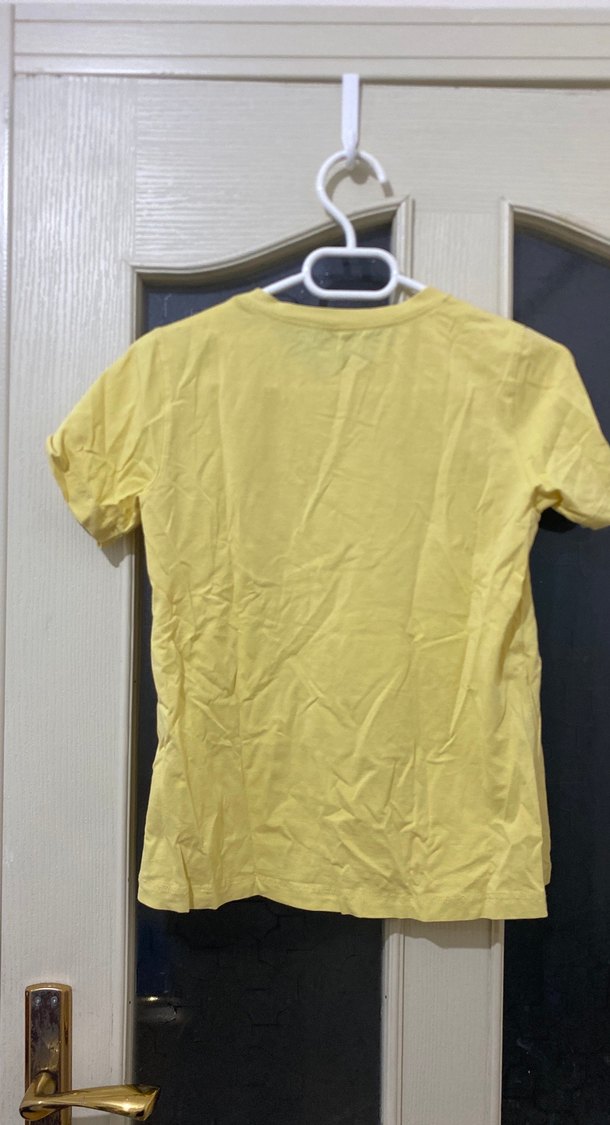 Sarı Baskılı Kız Tişörtü, Kısa Kollu, Salaş - Görsel 2