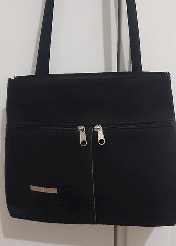 Siyah Süet Fermuarlı Kadın Omuz Çantası - Görsel 2