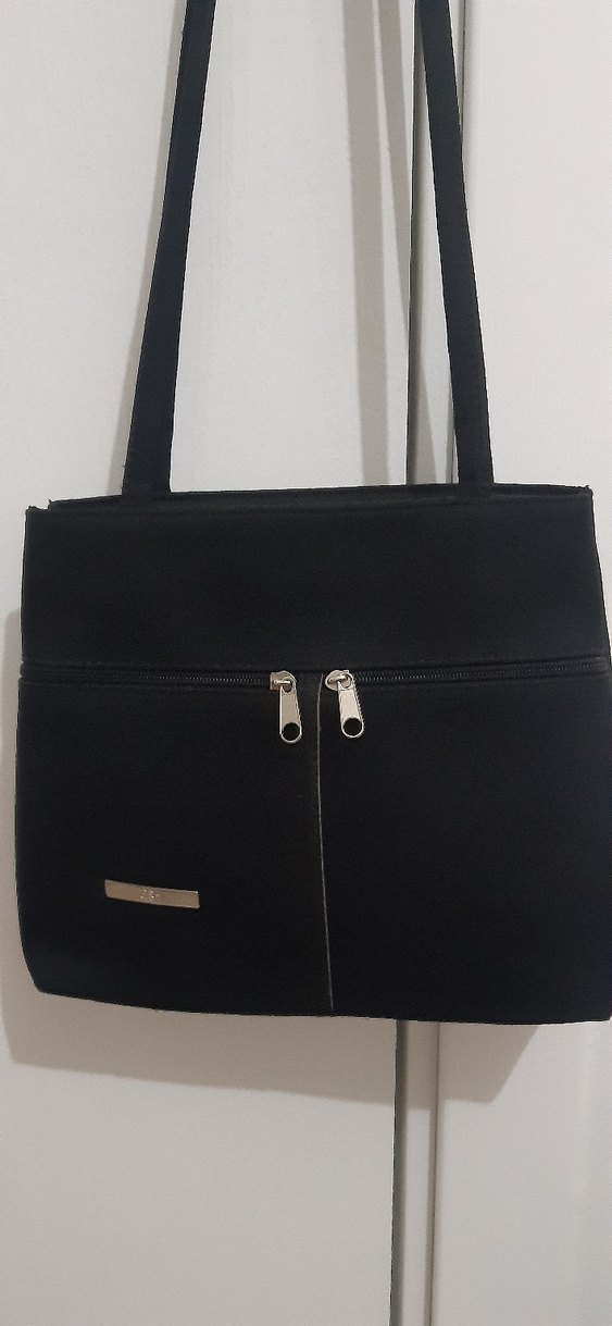 Siyah Süet Fermuarlı Kadın Omuz Çantası - Görsel 2