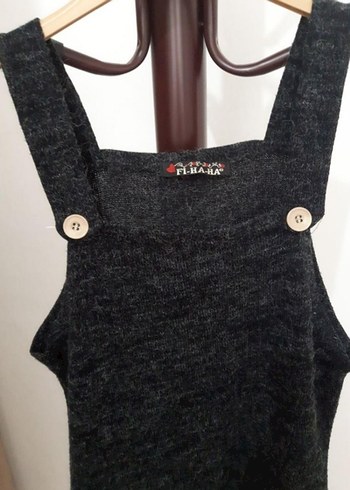 Düğmeli Siyah Kadın Yün Triko elbise - Görsel 3