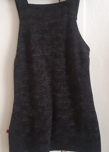 Düğmeli Siyah Kadın Yün Triko elbise - Görsel 2