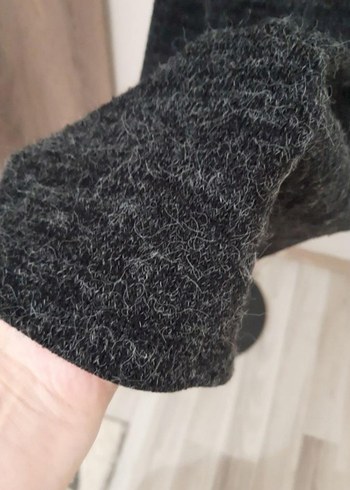 Düğmeli Siyah Kadın Yün Triko elbise - Görsel 5