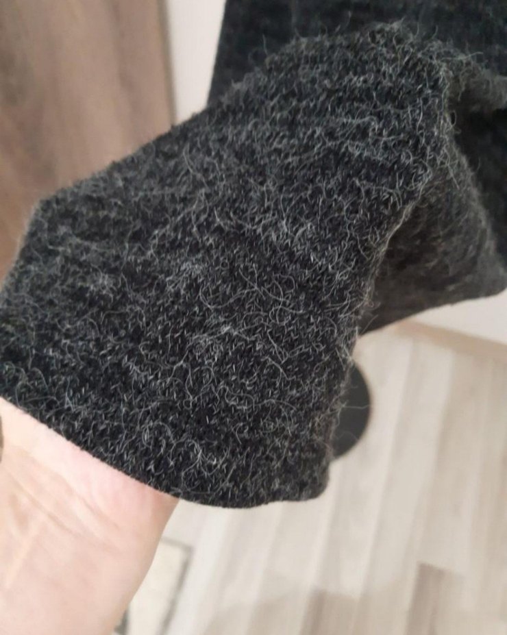 Düğmeli Siyah Kadın Yün Triko elbise - Görsel 5