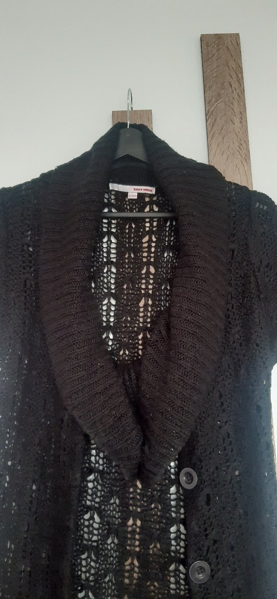 Siyah Desenli Örgü Kadın Hırka - Görsel 2