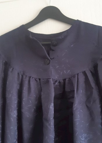 Lacivert Uzun Kollu Uzun Kadın Elbise - Görsel 2