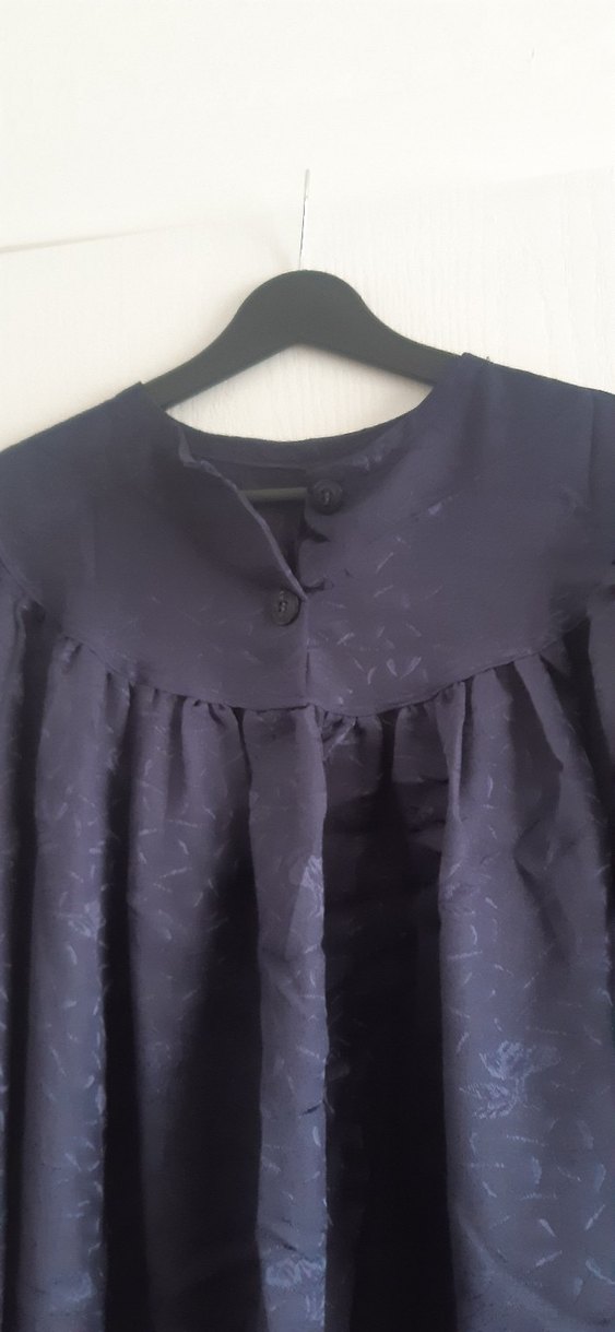 Lacivert Uzun Kollu Uzun Kadın Elbise - Görsel 2