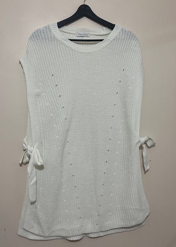 Gri Örgü Kadın Süveter, Salaş Kesim, Bisiklet Yaka - Görsel 2