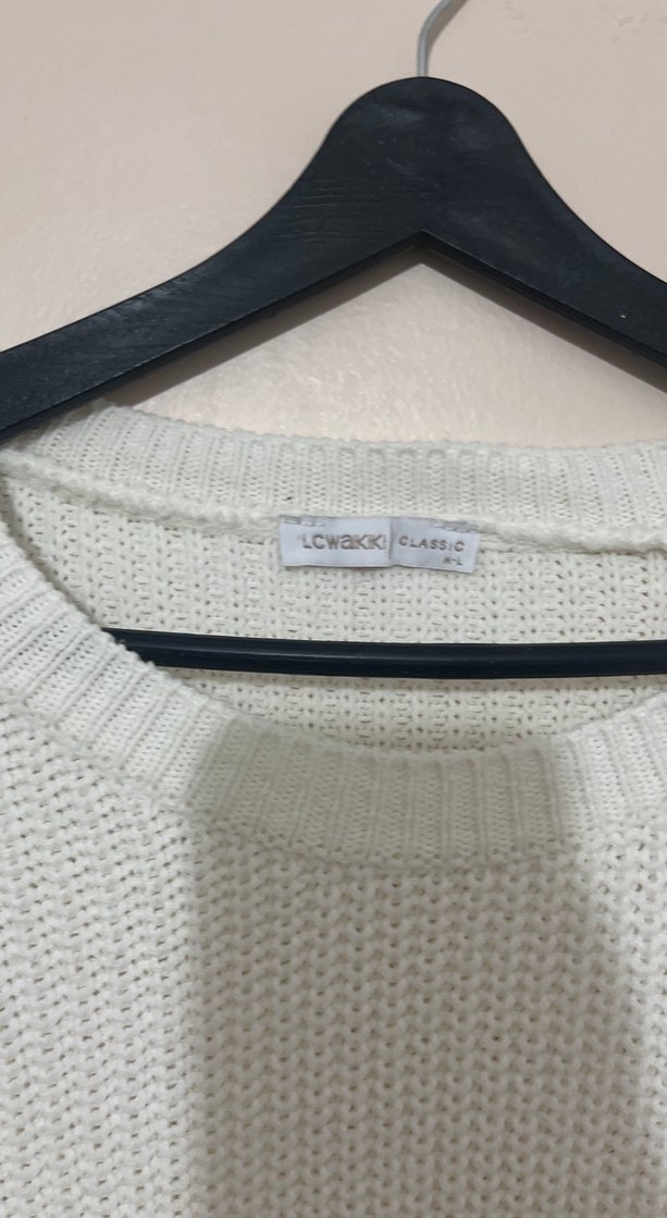 Gri Örgü Kadın Süveter, Salaş Kesim, Bisiklet Yaka - Görsel 3