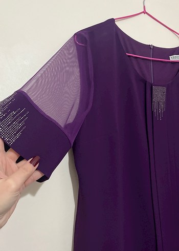 Mor Drapeli Uzun Kadın Elbise - Görsel 2