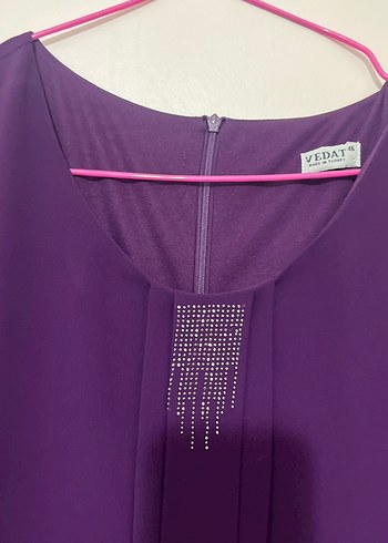 Mor Drapeli Uzun Kadın Elbise - Görsel 3