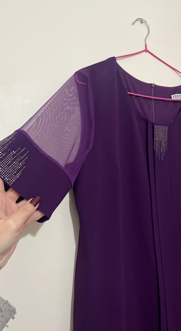 Mor Drapeli Uzun Kadın Elbise - Görsel 2