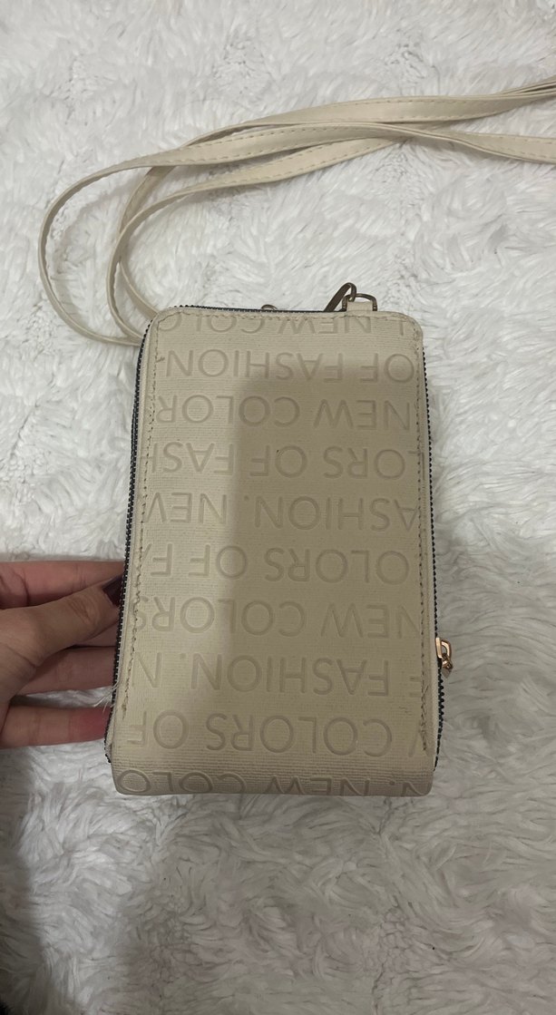 Beyaz Baskılı Deri Kadın Çapraz Çanta - Görsel 2