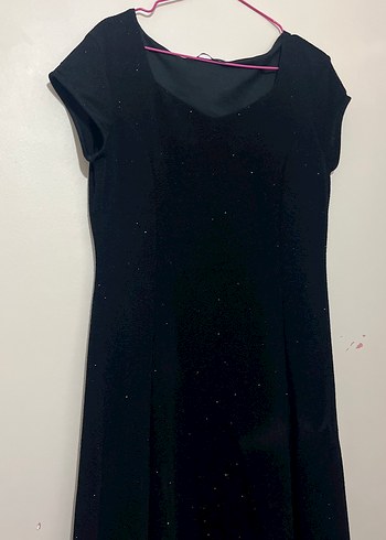 Siyah Midi V Yaka Kolsuz Kadın Elbise - Görsel 3