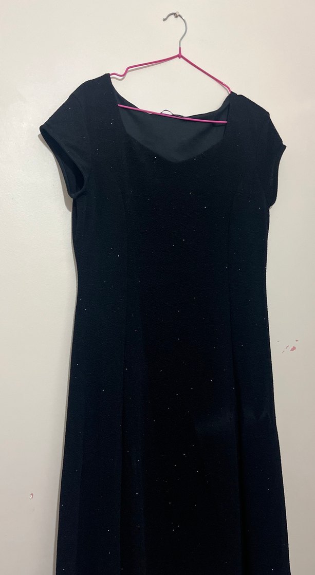 Siyah Midi V Yaka Kolsuz Kadın Elbise - Görsel 3