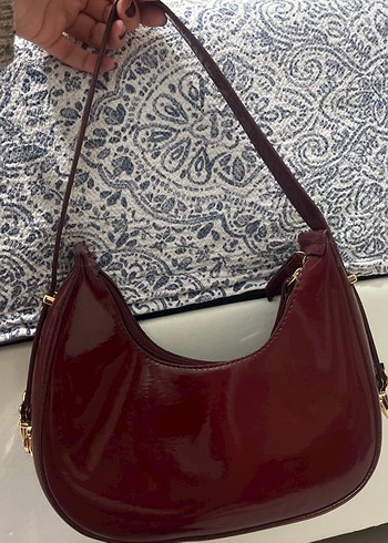 Bordo Parlak Deri Kadın Çanta - Görsel 2