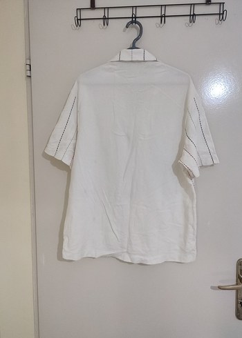 Düğmeli Kısa Kollu Beyaz Erkek Gömlek - Görsel 3