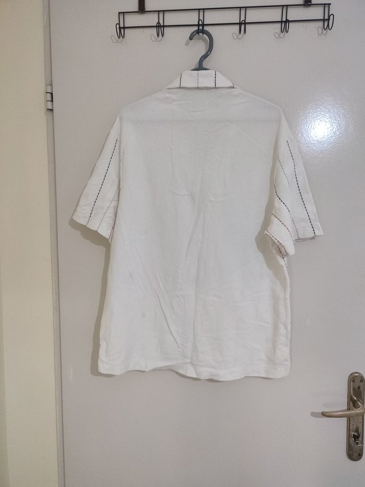 Düğmeli Kısa Kollu Beyaz Erkek Gömlek - Görsel 3