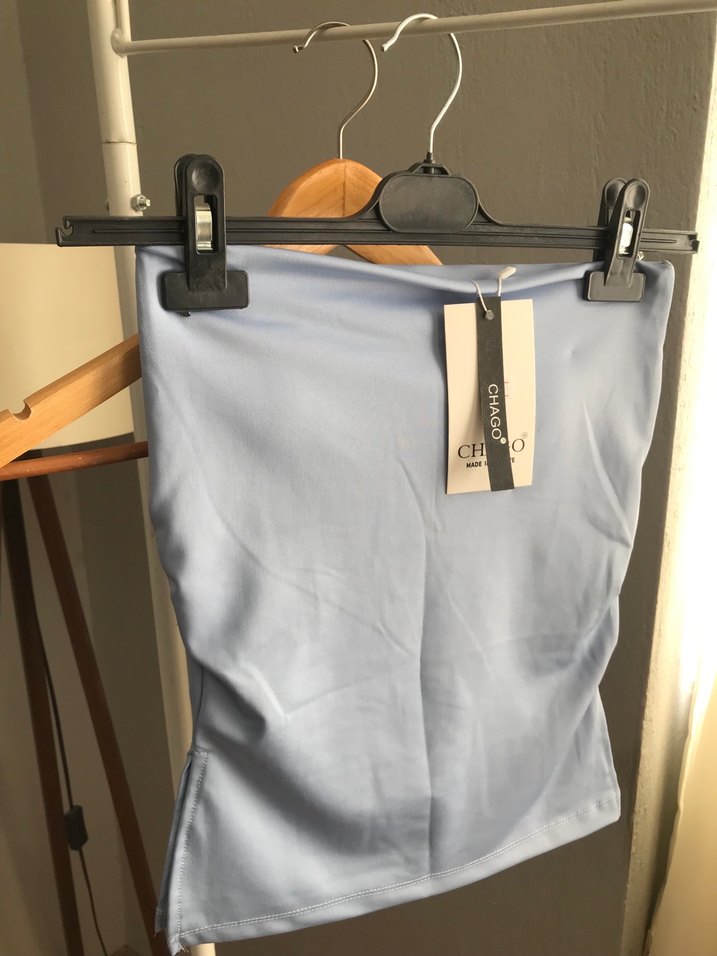 Sıfır Mavi Sütyen Destekli Büstiyer Straplez - Görsel 2