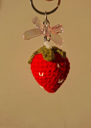 Boncuk Detaylı Bohem Çilek Anahtarlık - Görsel 2