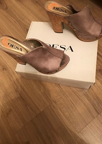 Kahverengi Süet Platform Topuklu Kadın Terlik - Görsel 2