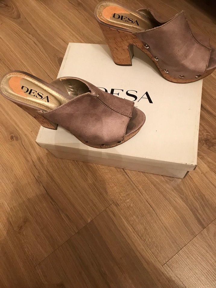 Kahverengi Süet Platform Topuklu Kadın Terlik - Görsel 2