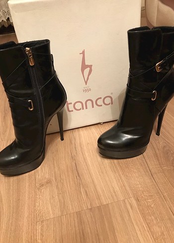 Siyah Deri Stiletto Topuklu Gotik Bot - Görsel 2