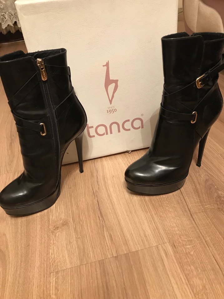 Siyah Deri Stiletto Topuklu Gotik Bot - Görsel 2