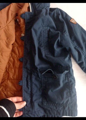 3 ü 1 arada Düğmeli Erkek Çocuk Mavi Mont - Görsel 2