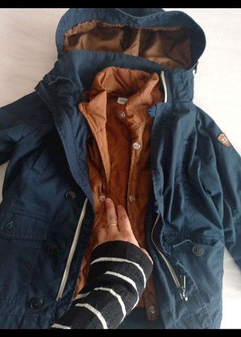 3 ü 1 arada Düğmeli Erkek Çocuk Mavi Mont - Görsel 7